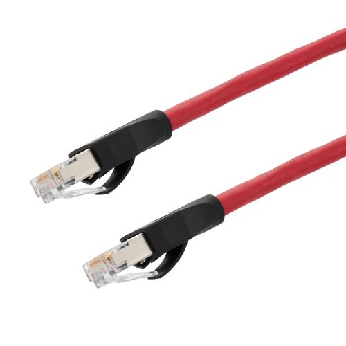 Picture of Cat6a Ethernet Cable Assembly, RJ45 to RJ45, Shielded CMX Red LSZH, 26 AWG, 25 M
