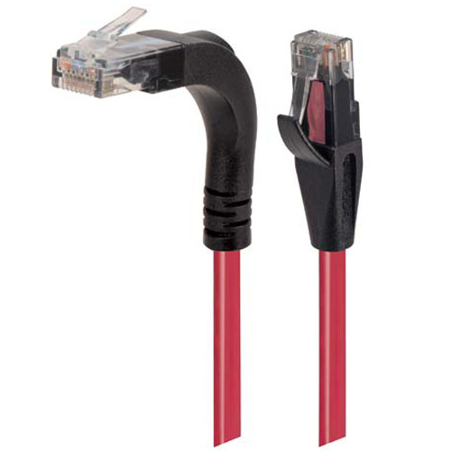Category 6 Right Angle Patch Cable, Stackable, Red, 5.0 ft