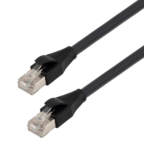 Picture of Category 6 Ethernet Cable Assembly, S/FTP Braid w/ Individually Shielded Pairs, RJ45 Male/Plug, 26AWG Stranded, CMG PVC, Black, 3.0F