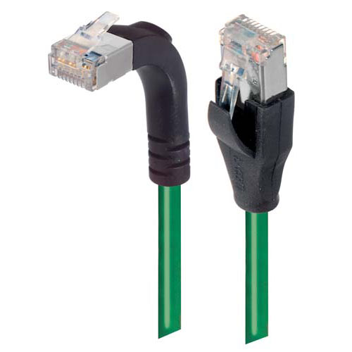 Picture of Shielded Category 6 Right Angle Patch Cable, Straight/Right Angle Up, Green, 15.0 ft