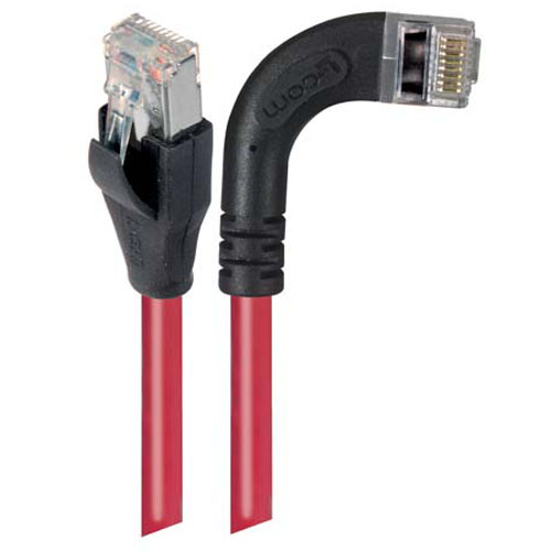 Picture of Shielded Category 6 Right Angle Patch Cable, Straight/Right Angle Right, Red, 5.0 ft