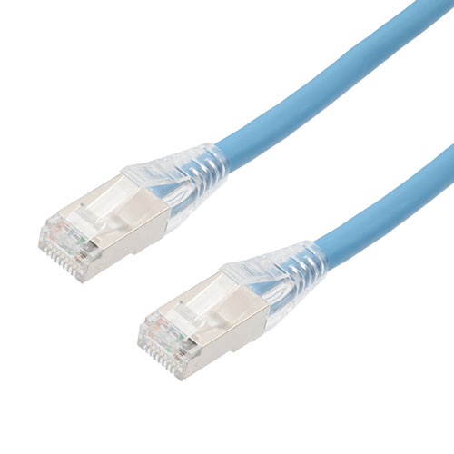 Picture of Category 6, Gigabit TAA Compliant Ethernet RJ45 Cable Assembly, 26AWG Stranded, U/FTP Foil Pair Shielded, CM PVC, Blue, 15F