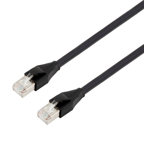 Picture of Category 7 10gig Ethernet Cable Assembly, S/FTP Braid with Individually Shielded Pairs, RJ45 Male/Plug, 26AWG Stranded, PVC, Black, 10.0M