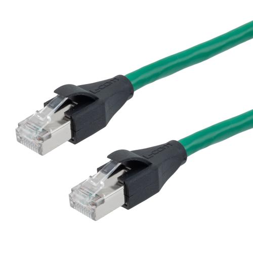 Picture of Category 7 10gig Ethernet Cable Assembly, S/FTP Shielded Pairs, RJ45 Male/Plug, 26AWG Stranded, PVC, Green, 15M