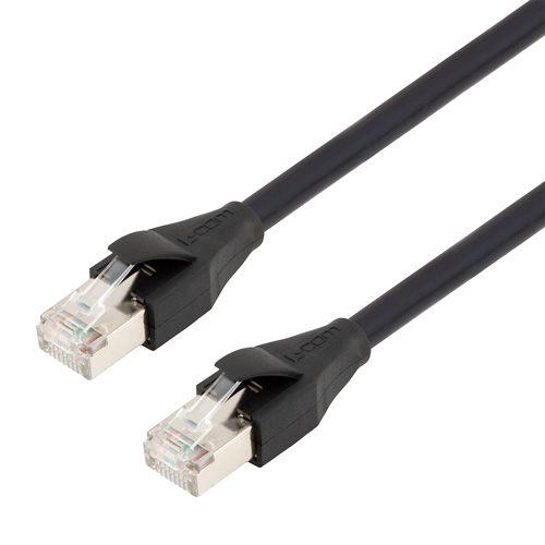 Picture of Category 7 10gig Ethernet Cable Assembly, S/FTP Braid with Individually Shielded Pairs, RJ45 Male/Plug, 26AWG Stranded, LSZH, Black, 1.0M