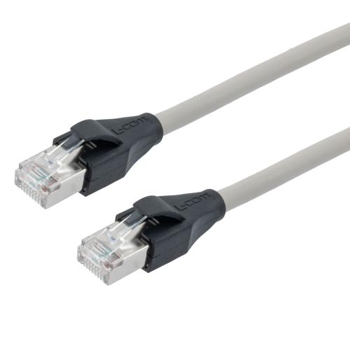 Picture of Category 7 10gig Ethernet Cable Assembly, S/FTP Shielded Pairs, RJ45 Male/Plug, 26AWG Stranded, LSZH, Gray, 1M