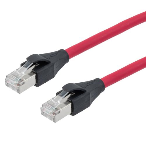 Picture of Category 7 10gig Ethernet Cable Assembly, S/FTP Shielded Pairs, RJ45 Male/Plug, 26AWG Stranded, LSZH, Red, 10M