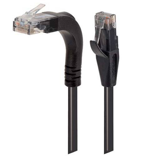 Category 5e Right Angle Patch Cable, Stackable, Black, 10.0 ft