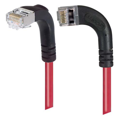 Picture of Category 5E Shielded Right Angle Patch Cable, Right Angle Left/Right Angle Down, Red 1.0 ft