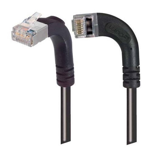 Picture of Category 5E Shielded Right Angle Patch Cable, RA Left Exit/RA Up, Black 3.0 ft