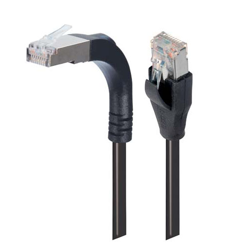 Picture of Shielded Category 5e Right Angle Patch Cable, Stackable, Black, 1.0 ft