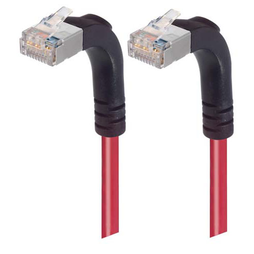 Picture of Category 5E Shielded Right Angle Patch Cable, Right Angle Up/Right Angle Up, Red 30.0 ft