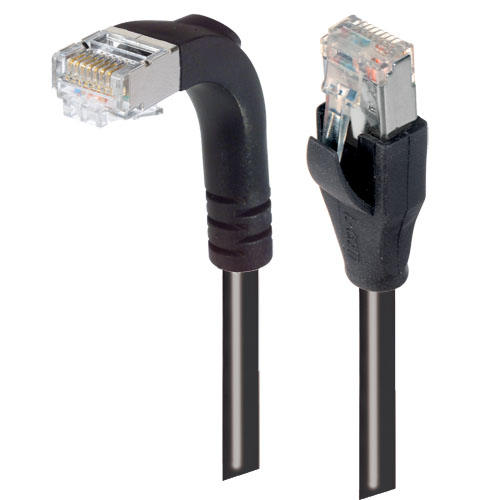 Picture of Category 5E Shielded LSZH Right Angle Patch Cable, Straight/Right Angle Down, Black, 30.0 ft