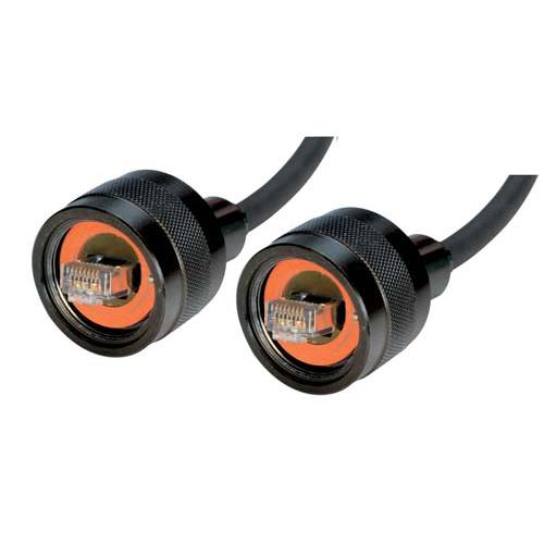 Picture of IP68 Ruggedized Cat5e Cable, RJ45, Plug to Plug, ANOD Finish w/ FR-TPE Cable & Dust Caps, 1.0m