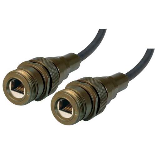 Picture of IP68 Ruggedized Cat5e Cable, RJ45, Jack to Jack, ZnNi Finish w/ FR-TPE Cable & Dust Caps, 10.0m