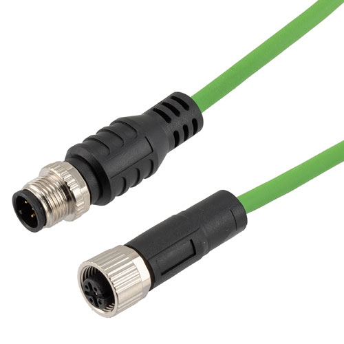 Picture of IP67 Waterproof M12 5 Position A-code Sensor Actuator Signal Cable, Industrial Drag Chain PUR, 22AWG, Male to Female, Green, 5M
