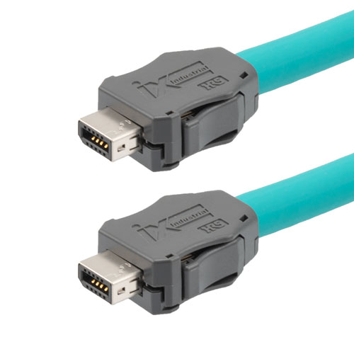 Picture of IX Industrial Category 6a Ethernet Cable, IX A Key to IX A Key, Double Shielded High Flex Industrial Outdoor CMX TPE Jacket, Teal, 30cm
