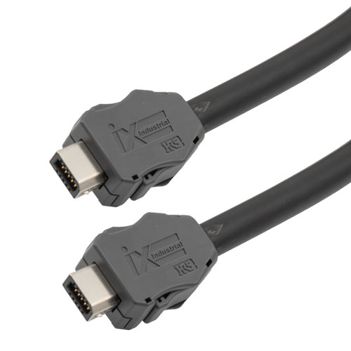 Picture of IX Industrial Category 6a Serial Cable, IX B Key to IX B Key, Foil Shielded VW-1 CMX IEC Low Smoke Zero Halogen LSZH Jacket, Black, 1m
