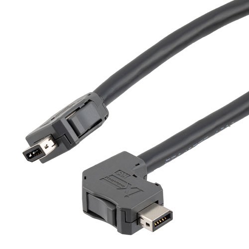 Picture of ix Economy Assembly, Category 6a, F/UTP, Single Shielded, Right Angle Down ix A Plug To ix A Plug, 26 AWG, CMR/CMX PVC, Black, 3-meter