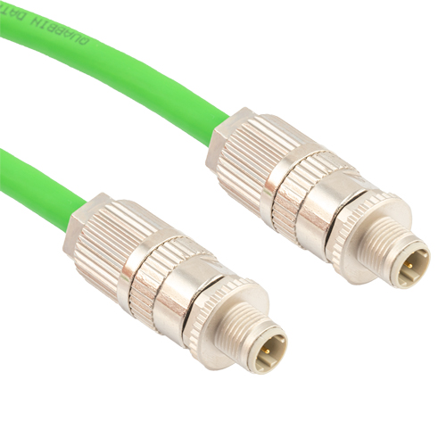 Picture of Profinet Type A Category 5e Cable IP67 M12 D-Code Male to Male SF/UTP Double Shielded 22AWG Solid Industrial Outdoor PLTC TPE Green 3.0m