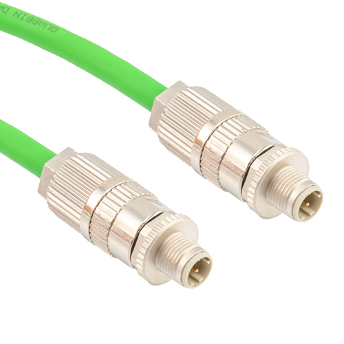 Picture of Profinet Type A Category 5e Cable IP67 M12 D-Code Male to Male SF/UTP Double Shielded 22AWG Solid Industrial Outdoor PLTC TPE Green 5.0m