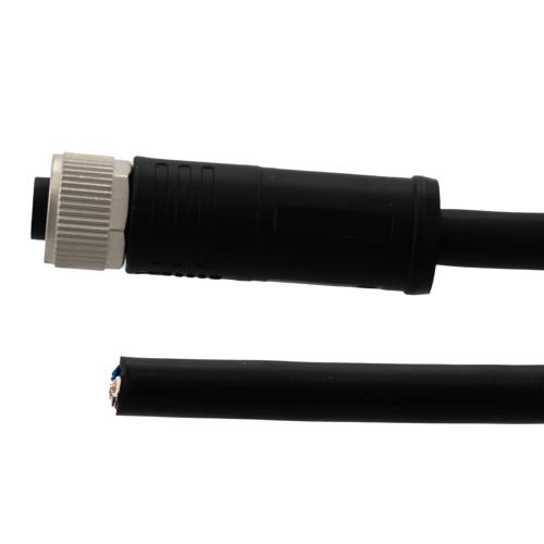 M12 DC Power Cable Assembly, 4 Position T Code, IP68 IP69K, Female to ...