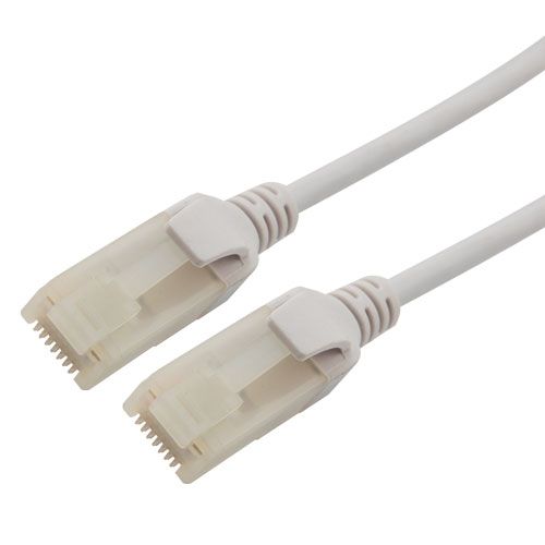 Picture of Category 6a 10gig Slim Ethernet Antibacterial Antimicrobial Cable Assembly, RJ45 Male/Plug, UTP, 28AWG Stranded, CM PVC, White, 65FT