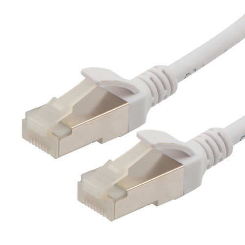 Picture of Category 6a 10gig Slim Ethernet Antibacterial Antimicrobial Cable Assembly, RJ45 Male/Plug, S/FTP, 30AWG Stranded, CM PVC, White, 75FT