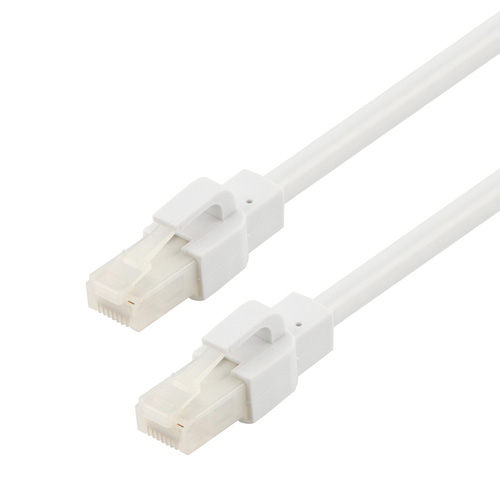 Picture of Category 6a 10gig Ethernet Antibacterial Antimicrobial Cable Assembly, RJ45 Male/Plug, 24AWG Stranded, U/UTP, CM PVC Jacket, White, 20F
