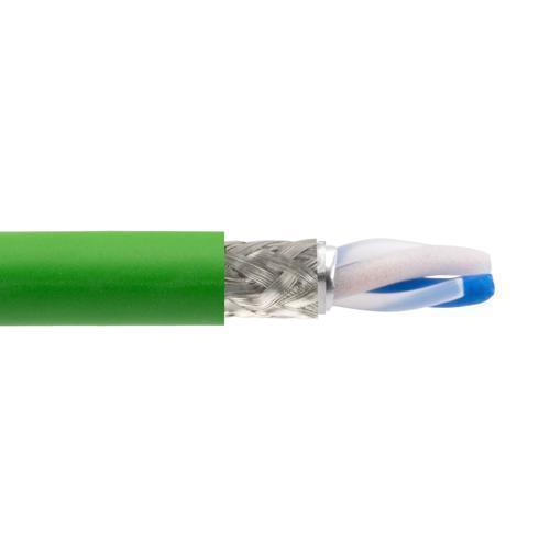 Picture of Single Pair Ethernet (SPE) Bulk Cable, 22 AWG Solid, Double Shielded, SF/TP, PUR Green, 10 Meter