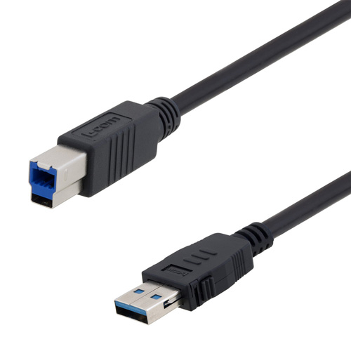 Picture of USB 3.0 Cable Assembly, A to B with Latching Type A Connector, 30/24AWG, UL 21551 Low Smoke Zero Halogen (LSZH) Jacket, Black, 1.0M