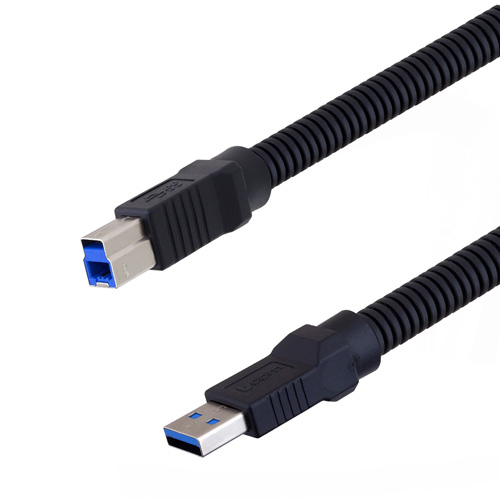 Picture of Plastic Armored USB 3.0 Cable Assembly, Type A Male Plug to Type B Male Plug, 28/26/22AWG, Plastic Armor, 2.0M