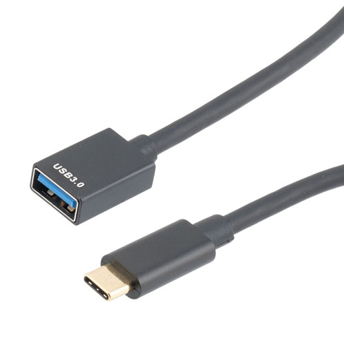 Picture of USB-C to USB-A 3.0 Adapter, 5Gbps, Type C Male to Type A Female, Aluminum Shell, Dongle Style, Black, 15cm
