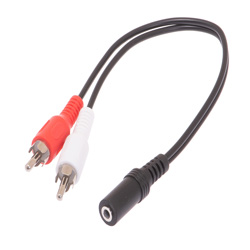 Picture of 3.5mm Stereo Female to Dual RCA Male Adapter Cable - 6 IN