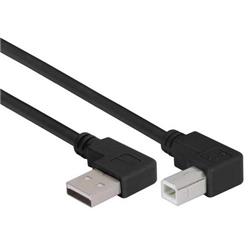 Picture of Right Angle USB Cable, Left Angle A Male/Left Angle B Male Black, 1.0m