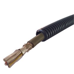 Picture of Plastic Armored DVI-D Dual Link DVI Cable Male / Male Right Angle, Bottom, 15.0 ft