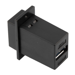 USB 3.0 Adapter Coupler Panel Mount ECF Flange Style, B Type Female to A Type Female, ABS Housing,