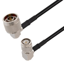 Picture of N Male Right Angle to TNC Male Right Angle Cable Assembly using RG58 Coax, 1 FT