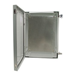 Picture of 24x16x9 Inch Weatherproof NEMA 4X Enclosure with Blank Aluminum Mounting Plate