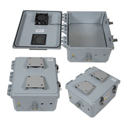 12x10x06 Stainless Steel Weatherproof Outdoor IP24 NEMA 3R Enclosure,  120VAC Mount Plate Solid State Thermostat Heat & Fan