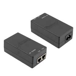 PoE Midspan Injector, 1 Port Power Over Ethernet, 10 Gbps, CAT 6a or 7,  802.3af Certified, 56 Volts at 16 Watts Power Supply