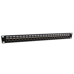 Picture of 1.75"x19" (1U) 24 Port  Right Angle Category 6 Shielded Feed-Thru Coupler panel with Cable Manager