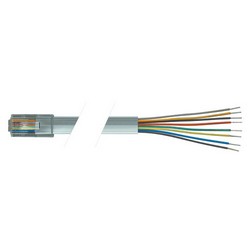 Picture of Flat Modular Cable, RJ45 (8x8) / Tinned End, 1.0 ft
