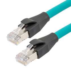 Cat6a Double Shielded Outdoor Industrial High Flex Ethernet Cable TPE, RJ45  / RJ45, Teal, 100.0ft