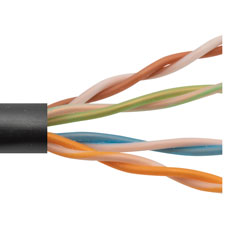 Pulido pantalla Monet Category 5e Bulk Ethernet Cable, 4-Pair 24AWG Solid 300V PoE, UTP Outdoor  Industrial CMR-CMX PVC Jacket, Black, 1000 ft
