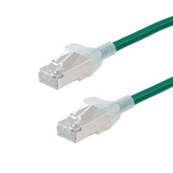 Category 6a 10gig Component Tested Slim Ethernet Patch Cable, S/FTP Double  Shielded, 30AWG, RJ45 Male Plug, CM PVC, Green, 25FT