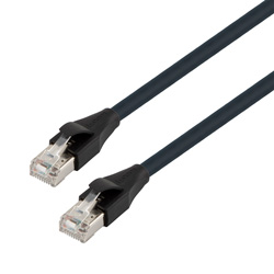 Category 5e Short Flex Ethernet Cable Assembly, Double Shielded SF/UTP Foil  & Braid, RJ45 Male/Plug, 26AWG Stranded, TPU, Green, 25.0CM