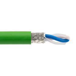 Single Pair Ethernet (SPE) Bulk Cable, 18 AWG Solid, Double Shielded,  SF/TP, PUR Green, 10 Meter