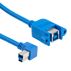 organ spænding utilsigtet USB 3.0 Cable Assembly, Type B Panel Mount Female Jack to Type B 90 Degree  Right Angle Male Plug, 28/26/22AWG, PVC, Blue, 2.0M