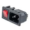 Picture of Horizontal Power Entry Module, Panel-Mount, C14 Inlet, Illuminated Red Switch, 45.9 mm